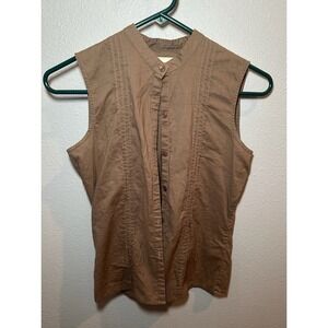 Abercrombie & Fitch Button Down Sleeveless Top w/mandarin Collar, Brown Sz XS